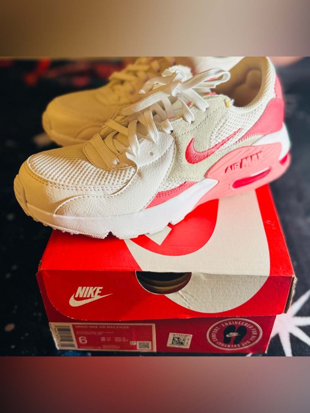 Nike Women’s Air Max White with Pink/Coral Accents Sneakers